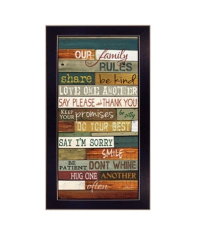 Trendy Decor 4u Our Family Rules By Marla Rae, Printed Wall Art, Ready To Hang, Black Frame, 11" X 20" In Multi