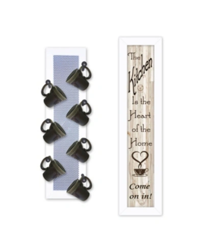 Trendy Decor 4u Come On In 2-piece Vignette With 7-peg Mug Rack By Millwork Engineering, White Frame, 7" X 32" In Multi