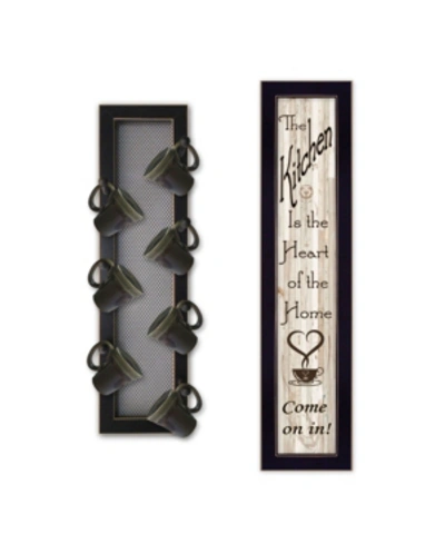 Trendy Decor 4u Come On In 2-piece Vignette With 7-peg Mug Rack By Millwork Engineering, Black Frame, 7" X 32" In Multi