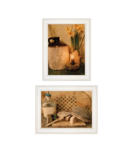 Trendy Decor 4u Daffodils Cider 2-piece Vignette By Anthony Smith, White Frame, 15" X 21" In Multi