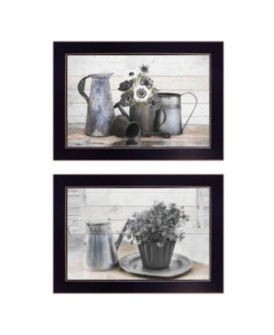Trendy Decor 4u Floral With Tin Ware 2-piece Vignette By Robin-lee Vieira, Black Frame, 20" X 14" In Multi