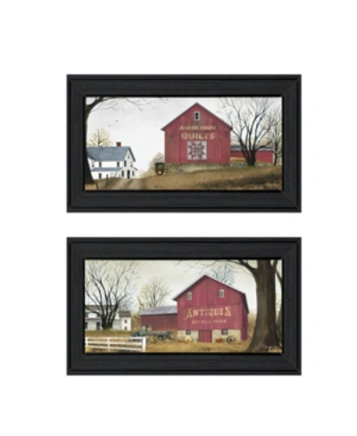 Trendy Decor 4u Antique Barn Quilt Barn 2-piece Vignette By Billy Jacobs, Black Frame, 21" X 12" In Multi