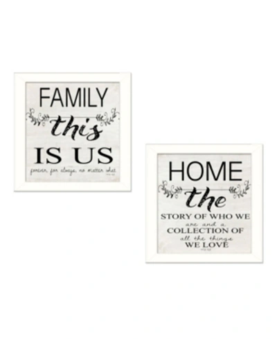 Trendy Decor 4u Family 2-piece Vignette By Cindy Jacobs, White Frame, 14" X 14" In Multi