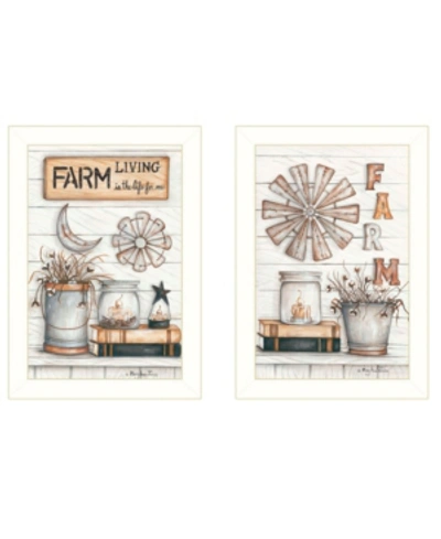 Trendy Decor 4u Farm Living 2-piece Vignette By Mary Ann June, White Frame, 14" X 20" In Multi