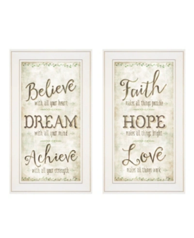 Trendy Decor 4u Faith / Believe 2-piece Vignette By Mollie B, White Frame, 12" X 21" In Multi