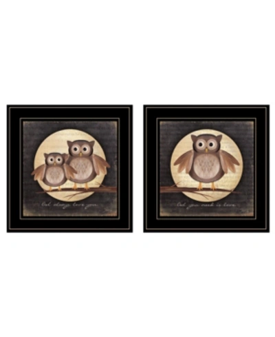 Trendy Decor 4u Owl Always Love Need You 2-piece Vignette By Marla Rae, Black Frame, 15" X 15" In Multi