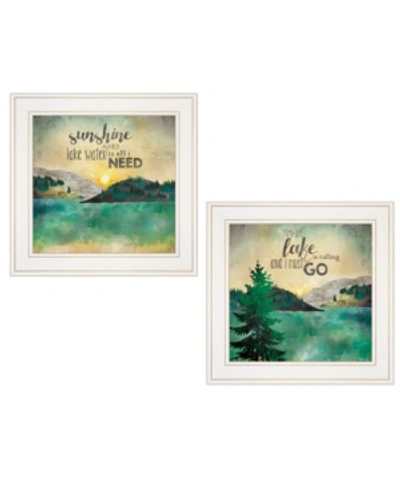 Trendy Decor 4u Lake / Sunshine 2-piece Vignette By Marla Rae, White Frame, 15" X 19" In Multi