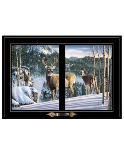 Trendy Decor 4u Morning View Deer By Kim Norlien, Ready To Hang Framed Print, Black Window-style Frame, 21" X 15" In Multi