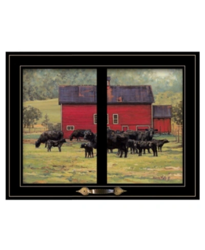 Trendy Decor 4u By The Red Barn Herd Of Angus By Bonnie Mohr, Ready To Hang Framed Print, Black Window-style Frame, In Multi