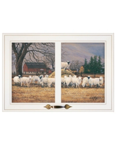 Trendy Decor 4u Wool Gathering By Bonnie Mohr, Ready To Hang Framed Print, White Window-style Frame, 21" X 15" In Multi