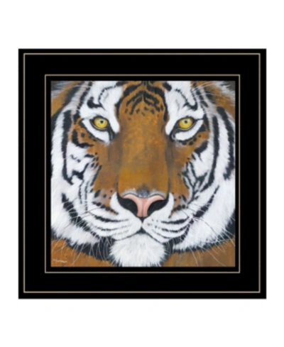 Trendy Decor 4u Tiger Gaze By Britt Hallowell, Ready To Hang Framed Print, Black Frame, 15" X 15" In Multi