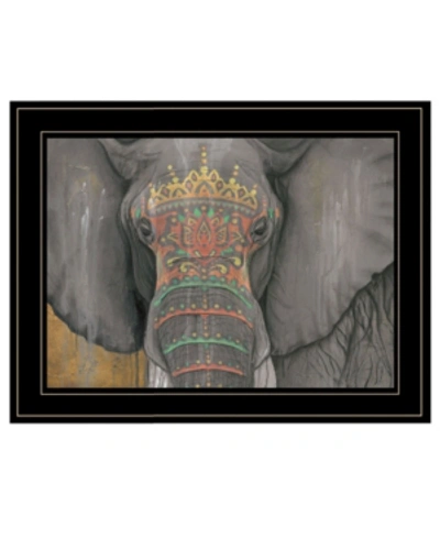 Trendy Decor 4u Tattooed Elephant By Britt Hallowell, Ready To Hang Framed Print, Black Frame, 19" X 15" In Multi