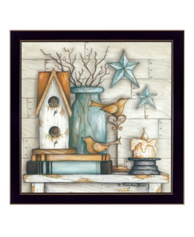 Trendy Decor 4u Birdhouse On Books By Mary June, Printed Wall Art, Ready To Hang, Black Frame, 14" X 14" In Multi