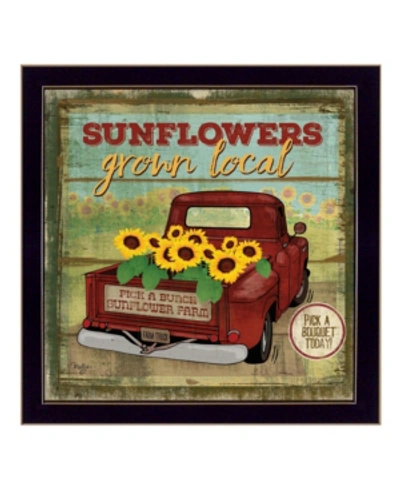 Trendy Decor 4u Sunflowers From The Farm By Mollie B., Printed Wall Art, Ready To Hang, Black Frame, 14" X 14" In Multi