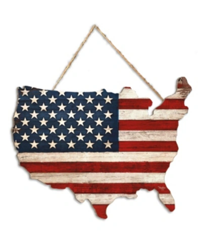 Trendy Decor 4u Old Glory By Mollie B, Printed Wall Art On A Usa-shaped Wood, 12" X 9" In Multi