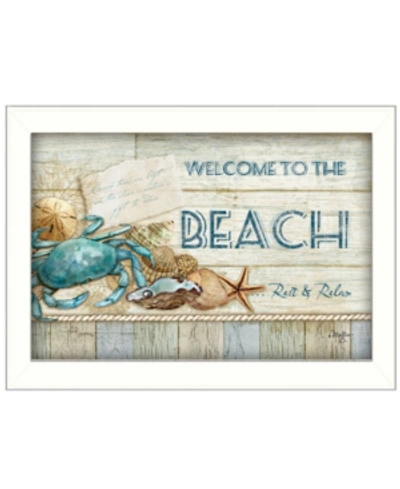 Trendy Decor 4u Welcome To The Beach By Mollie B, Printed Wall Art, Ready To Hang, White Frame, 10"  In Multi