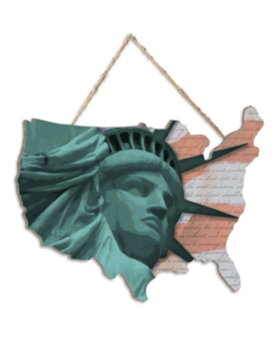 Trendy Decor 4u Lady Liberty By Lauren Rader, Printed Wall Art On A Usa-shaped Wood, 12" X 9" In Multi