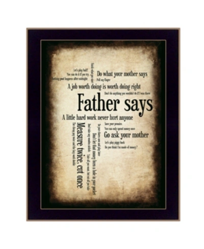 Trendy Decor 4u Father Says By Susan Boyle, Printed Wall Art, Ready To Hang, Black Frame, 14" X 20" In Multi