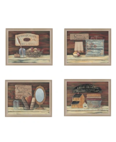 Trendy Decor 4u Bathroom Collection Ii 4-piece Vignette By Pam Britton, Taupe Frame, 56" X 17" In Multi