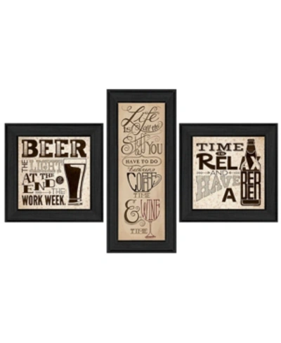 Trendy Decor 4u Beer Time Collection By Deb Strain, Printed Wall Art, Ready To Hang, Black Frame, 39" X 18" In Multi