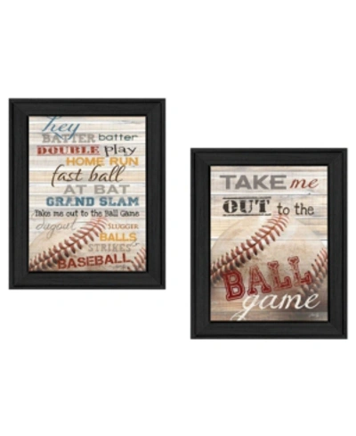 Trendy Decor 4u Baseball Collection By Marla Rae, Printed Wall Art, Ready To Hang, Black Frame, 14" X 18" In Multi