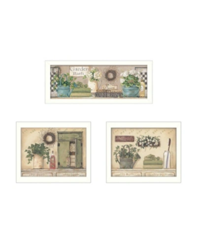 Trendy Decor 4u Garden Bath Collection By Pam Britton, Printed Wall Art, Ready To Hang, White Frame, 40" X 14" In Multi