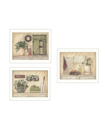 Trendy Decor 4u Garden Bath Collection By Pam Britton, Printed Wall Art, Ready To Hang, White Frame, 42" X 18" In Multi