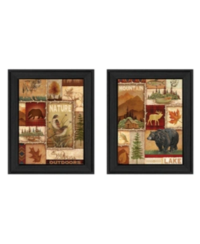 Trendy Decor 4u Lodge Collage Collection By Ed Wargo, Printed Wall Art, Ready To Hang, Black Frame, 28" X 18" In Multi