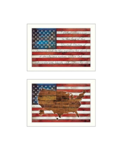 Trendy Decor 4u American Flags Collection By Marla Rae, Printed Wall Art, Ready To Hang, White Frame, 52" X 20" In Multi