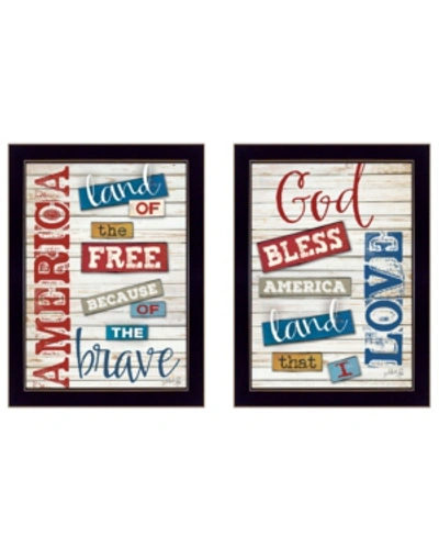 Trendy Decor 4u American Collection By Marla Rae, Printed Wall Art, Ready To Hang, Black Frame, 14" X 18" In Multi