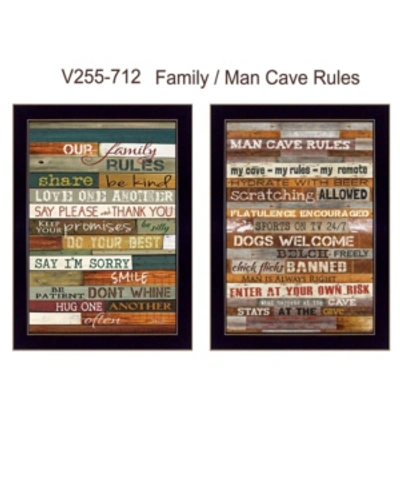 Trendy Decor 4u Family And Man Cave Rules Collection By Marla Rae, Printed Wall Art, Ready To Hang, Black Frame, 10" In Multi