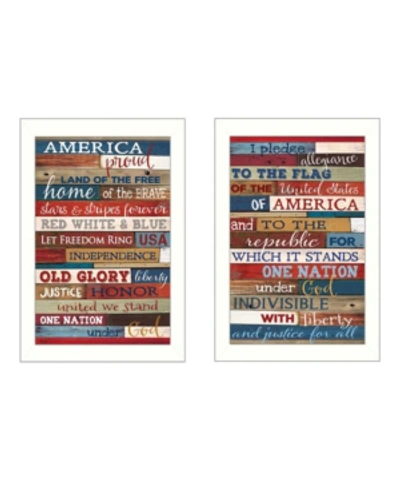 Trendy Decor 4u America Proud Ii Collection By Marla Rae, Printed Wall Art, Ready To Hang, White Frame, 10" X 14" In Multi