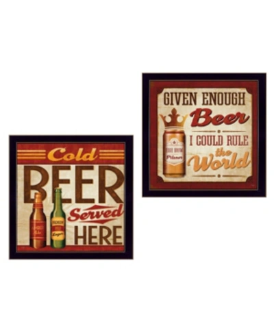 Trendy Decor 4u Beer Ii Cold Beer Served Here Collection By Mollie B., Printed Wall Art, Ready To Hang, Black Frame, In Multi
