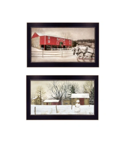 Trendy Decor 4u Winter Scenic Barns Collection By L. Deiter And B. Jacobs, Printed Wall Art, Ready To Hang, Black Fr In Multi
