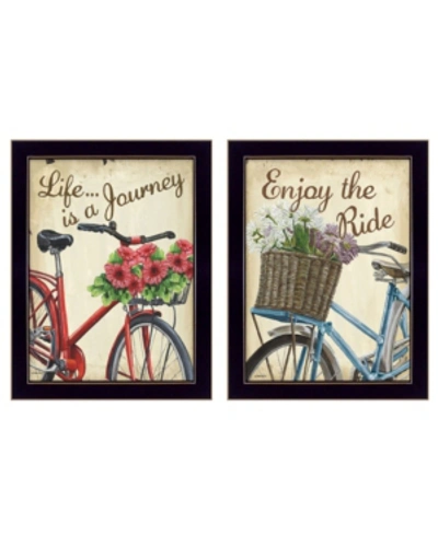 Trendy Decor 4u Vintage-like Bicycles Collection By Debbie Dewitt, Printed Wall Art, Ready To Hang, Black Frame, 28" In Multi