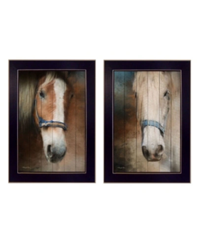 Trendy Decor 4u Two Horses Collection By Robin-lee Vieira, Printed Wall Art, Ready To Hang, Black Frame, 14" X 20" In Multi