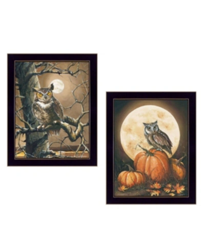 Trendy Decor 4u Autumn Owls Collection By John Rossini, Printed Wall Art, Ready To Hang, Black Frame, 14" X 18" In Multi