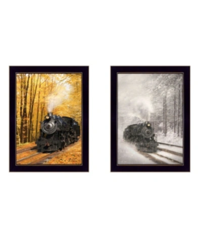 Trendy Decor 4u Vintage-like Locomotives Collection By Lori Deiter, Printed Wall Art, Ready To Hang, Black Frame, 14 In Multi