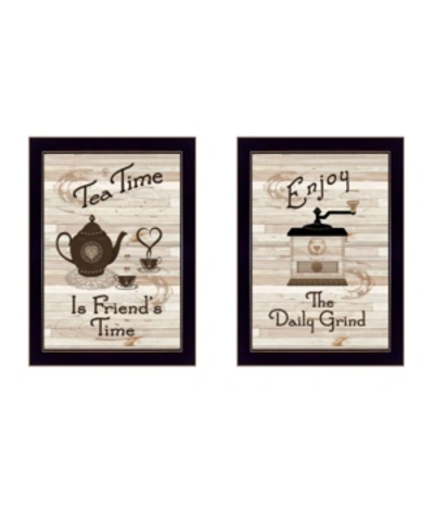 Trendy Decor 4u Enjoy Tea Time 2-piece Vignette By Millwork Engineering, Black Frame, 14" X 10" In Multi