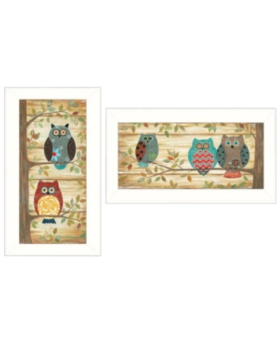 Trendy Decor 4u Whimsical Owls 2-piece Vignette By Annie Lapoint, White Frame, 20" X 11" In Multi