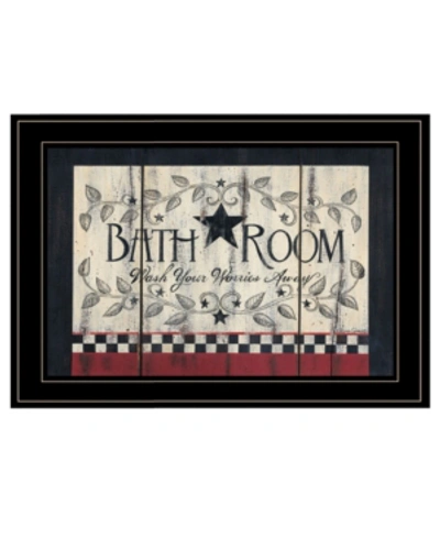 Trendy Decor 4u Bath Room By Linda Spivey, Ready To Hang Framed Print, Black Frame, 19" X 15" In Multi