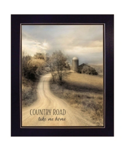 Trendy Decor 4u Country Road Take Me By Lori Deiter, Ready To Hang Framed Print, Black Frame, 18" X 22" In Multi