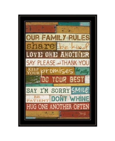 Trendy Decor 4u Our Family Rules By Marla Rae, Ready To Hang Framed Print, Black Frame, 15" X 21" In Multi