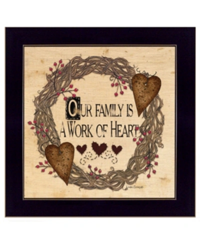 Trendy Decor 4u Our Family Is A Work Of The Heart Linda Spivey, Ready To Hang Framed Print, Black Frame, 14" X 14" In Multi