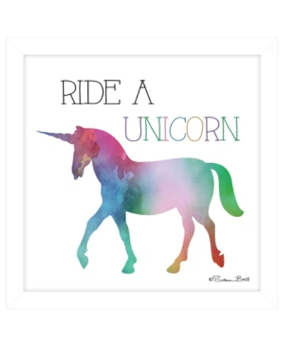 Trendy Decor 4u Ride A Unicorn By Susan Ball, Ready To Hang Framed Print, White Frame, 14" X 14" In Multi