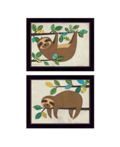 Trendy Decor 4u Cute Sloths 2-piece Vignette By Bernadette Deming, Black Frame, 18" X 14" In Multi