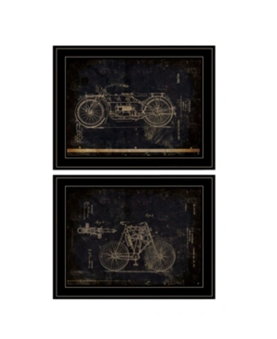 Trendy Decor 4u Motor Bike Patent I Ii 2-piece Vignette By Cloverfield Co, Black Frame, 15" X 19" In Multi
