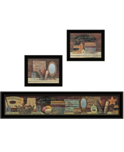 Trendy Decor 4u Country Bath Ii 3-piece Vignette By Pam Britten, Black Frame, 39" X 14" In Multi