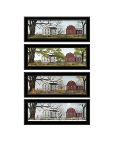 Trendy Decor 4u Four Seasons Collection Ii 4-piece Vignette By Billy Jacobs, Black Frame, 21" X 9" In Multi