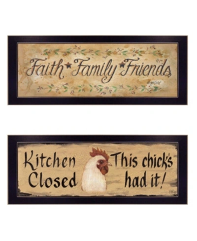 Trendy Decor 4u Faith Family Friends This Chick 2-piece Vignette By Gail Eads, Black Frame, 20" X 8" In Multi